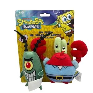 SpongeBob Dog Toys MR KRABBS & PLANKTON Plush Set with Squeaker 2pc